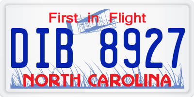 NC license plate DIB8927