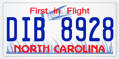 NC license plate DIB8928