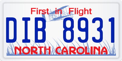 NC license plate DIB8931
