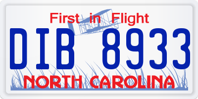 NC license plate DIB8933
