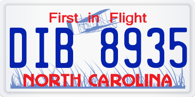NC license plate DIB8935