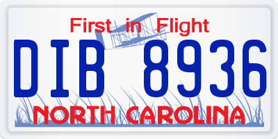 NC license plate DIB8936