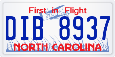 NC license plate DIB8937