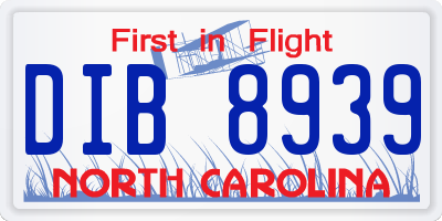 NC license plate DIB8939