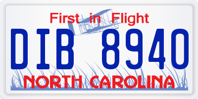 NC license plate DIB8940