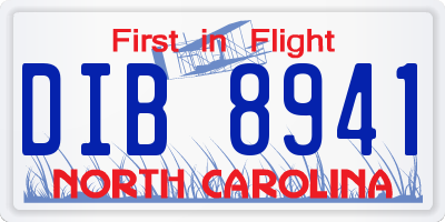 NC license plate DIB8941