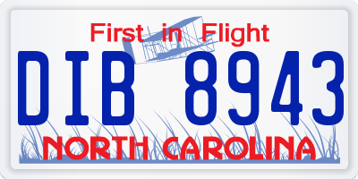 NC license plate DIB8943