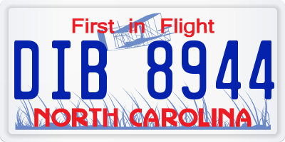 NC license plate DIB8944
