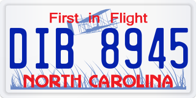 NC license plate DIB8945