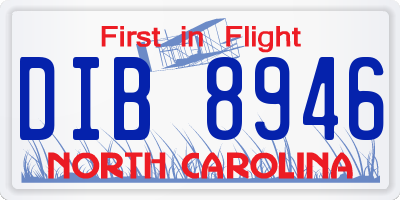 NC license plate DIB8946
