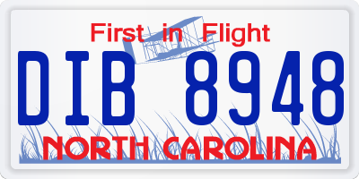 NC license plate DIB8948