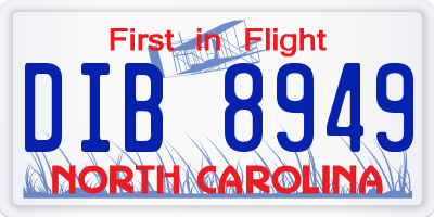 NC license plate DIB8949