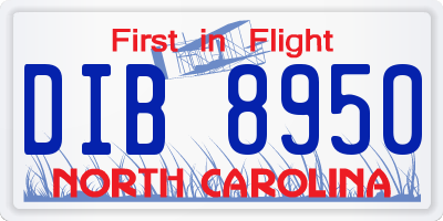 NC license plate DIB8950