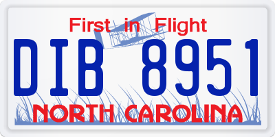 NC license plate DIB8951