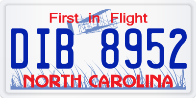 NC license plate DIB8952