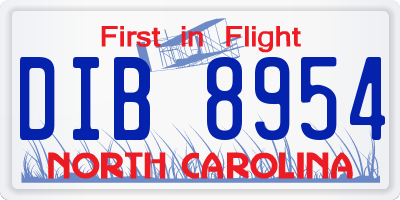 NC license plate DIB8954