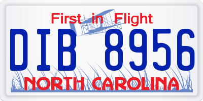 NC license plate DIB8956