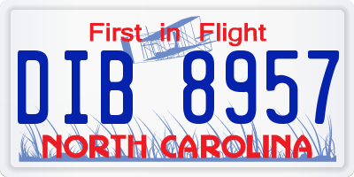 NC license plate DIB8957