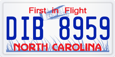 NC license plate DIB8959