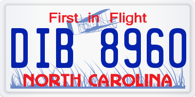 NC license plate DIB8960