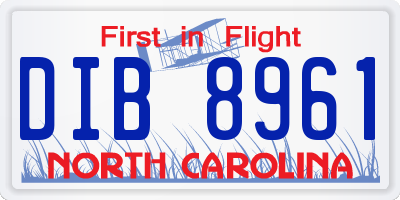 NC license plate DIB8961