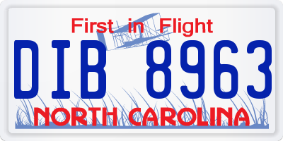 NC license plate DIB8963