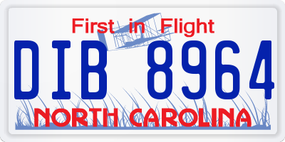 NC license plate DIB8964