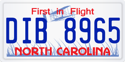 NC license plate DIB8965