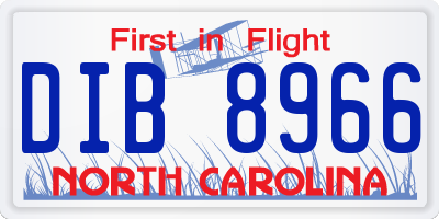 NC license plate DIB8966