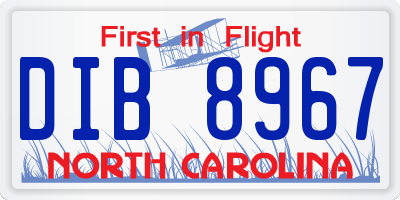 NC license plate DIB8967