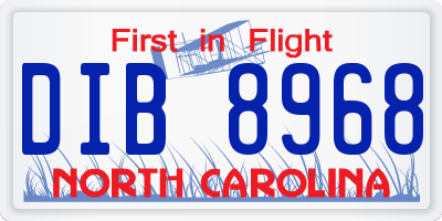 NC license plate DIB8968