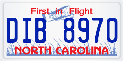 NC license plate DIB8970
