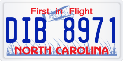 NC license plate DIB8971