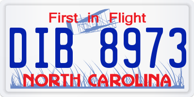 NC license plate DIB8973