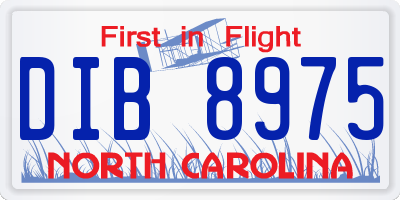 NC license plate DIB8975