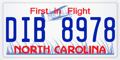 NC license plate DIB8978