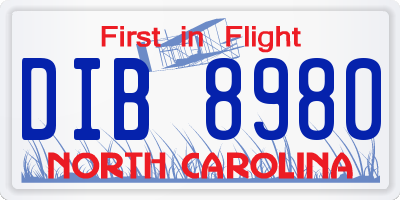 NC license plate DIB8980