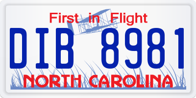NC license plate DIB8981