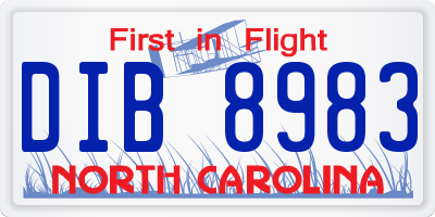 NC license plate DIB8983