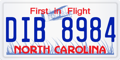 NC license plate DIB8984