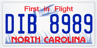 NC license plate DIB8989