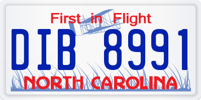 NC license plate DIB8991