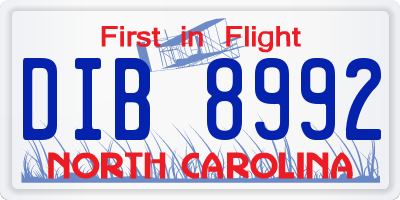 NC license plate DIB8992