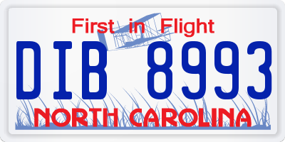 NC license plate DIB8993
