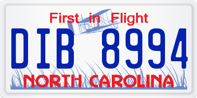 NC license plate DIB8994