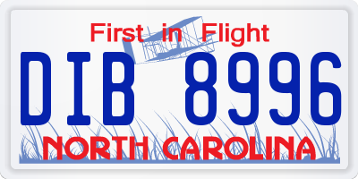 NC license plate DIB8996