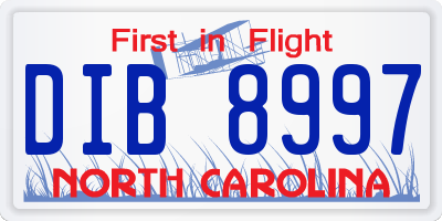 NC license plate DIB8997
