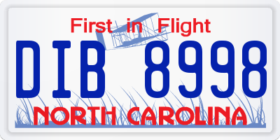 NC license plate DIB8998