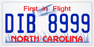 NC license plate DIB8999
