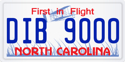 NC license plate DIB9000
